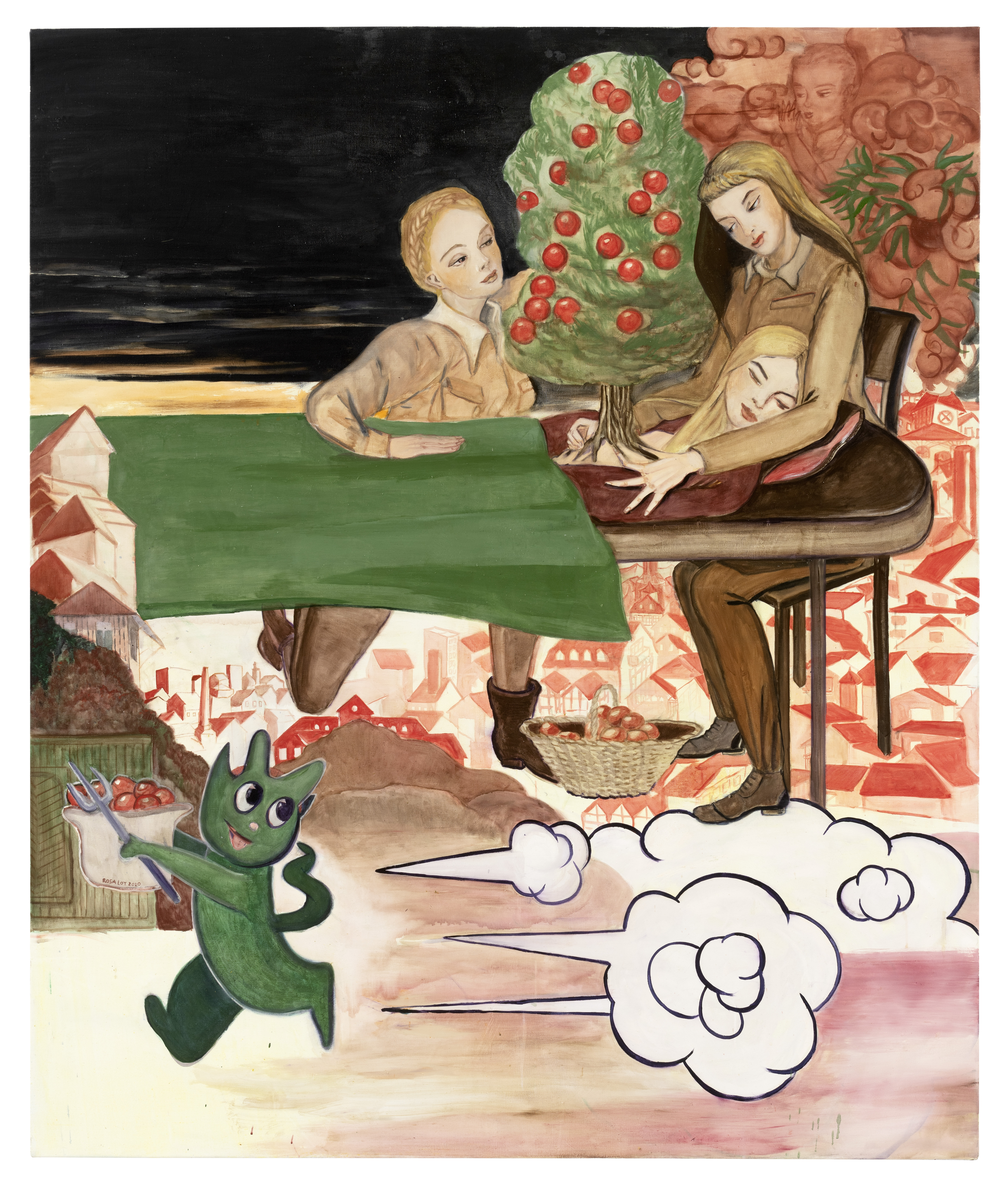 Rosa Loy
Zuwendung, 2020 
Kasein auf Leinwand, 
190 × 160 cm
Privatsammlung
© VG Bild-Kunst, Bonn 2025
Foto: Uwe Walter, Berlin
Courtesy Künstlerin & Galerie Kleindienst, Leipzig