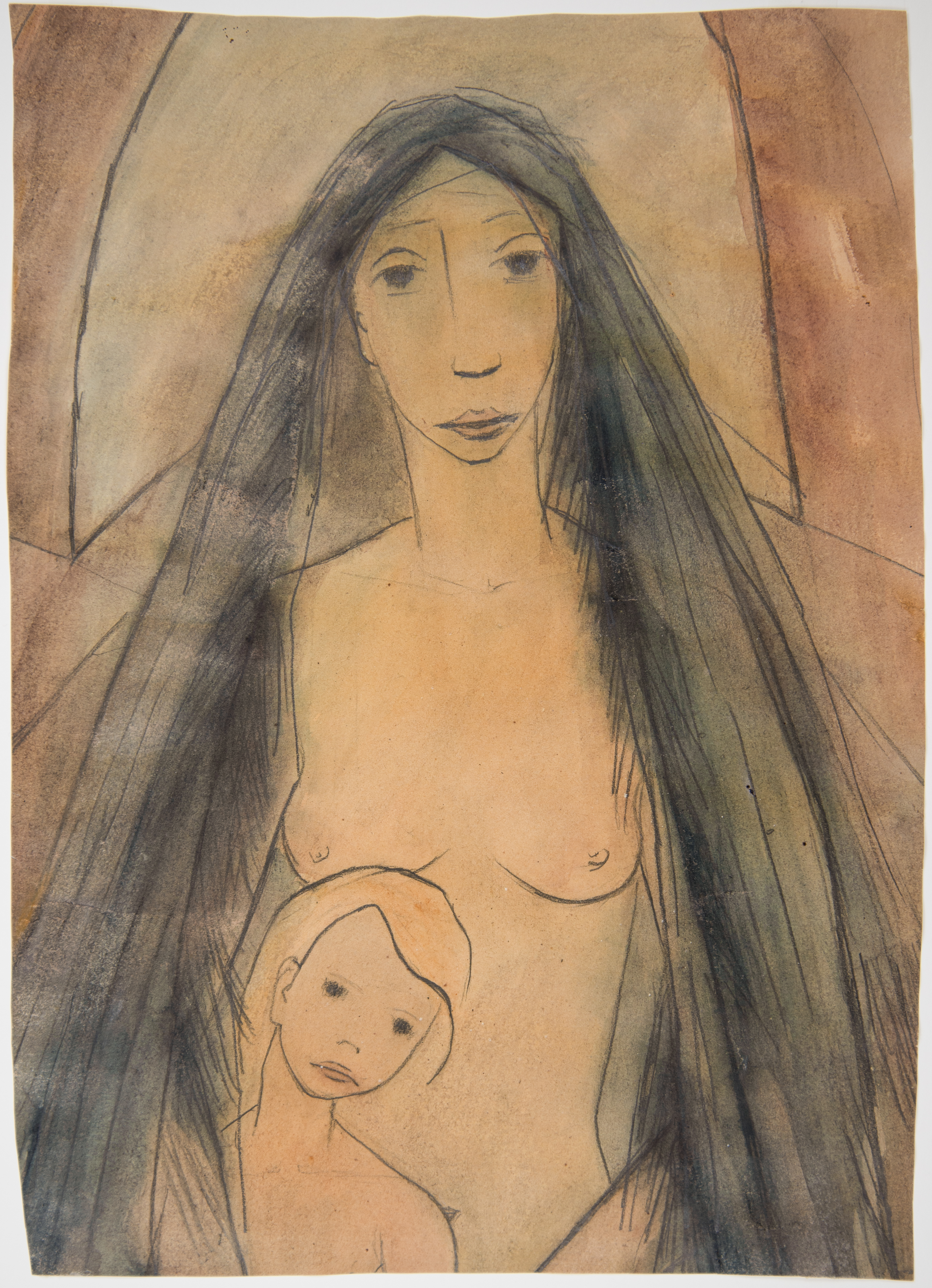 Kate Diehn-Bitt
o.T. (Mutter mit Kind), um 1948
Kohle, Wasserfarben auf Papier
© Kunsthalle Rostock