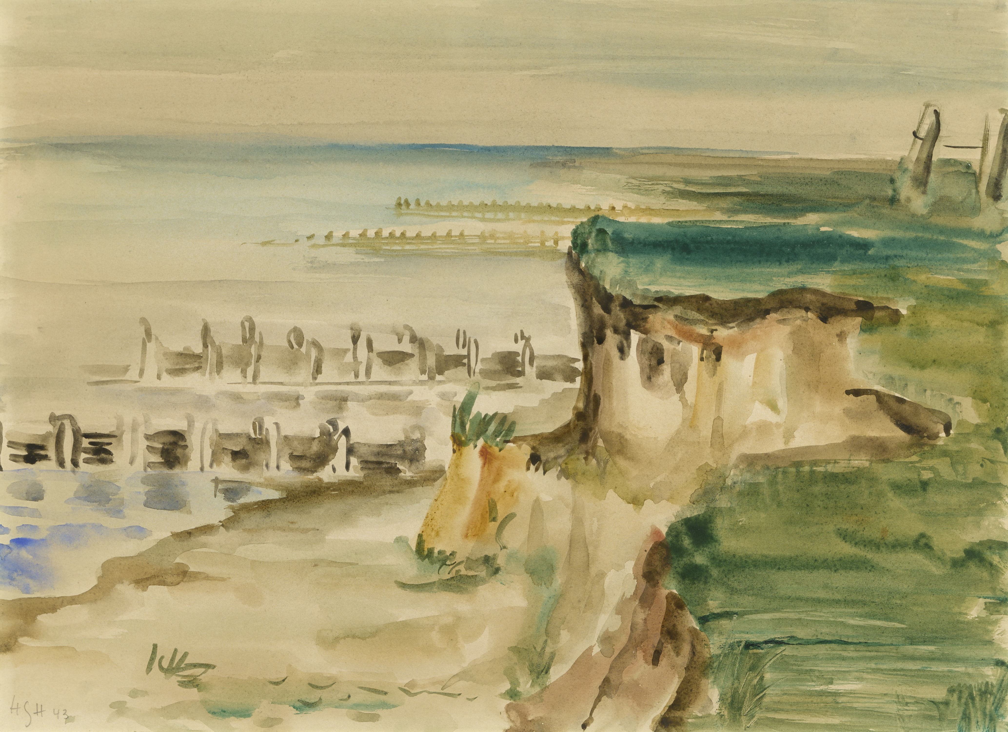 Hedwig Holtz-Sommer_Steilküste, 1943_Aquarell_Privatbesitz_ Nachlassgemeinschaft der Künstlerin_Foto_Thomas Haentzschel